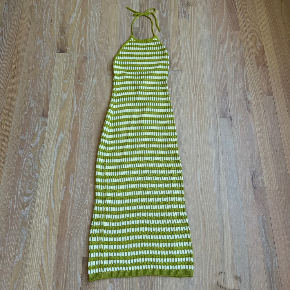 Forever 21 Halter Sweater Knit Maxi Indie Sleaze 70s Transitional Green XS